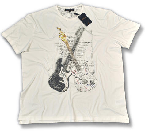 Ben Sherman Rock Guitars T Shirt Cream Plus Size  Preview